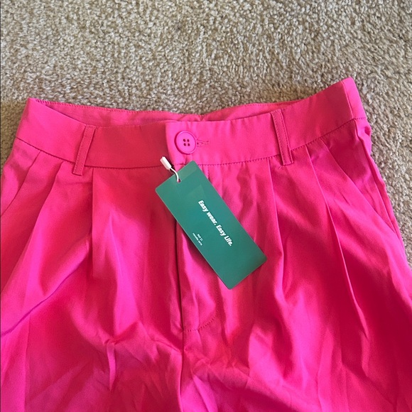 SHEIN Hot Pink and Blue Pleated Pants - Picture 2 of 12